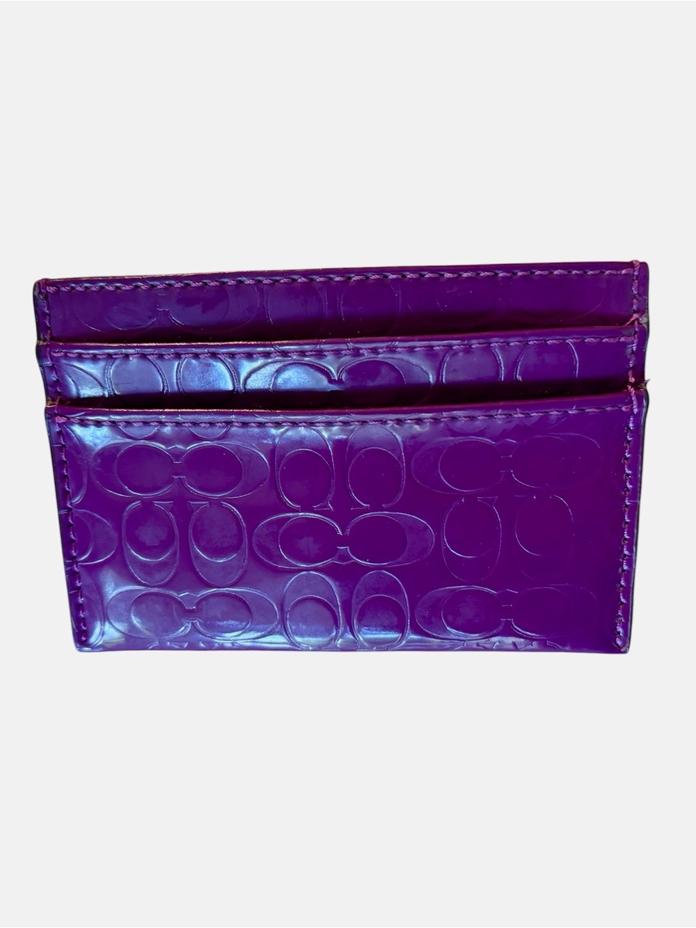 Coach Card Holder Wallet Purple Leather